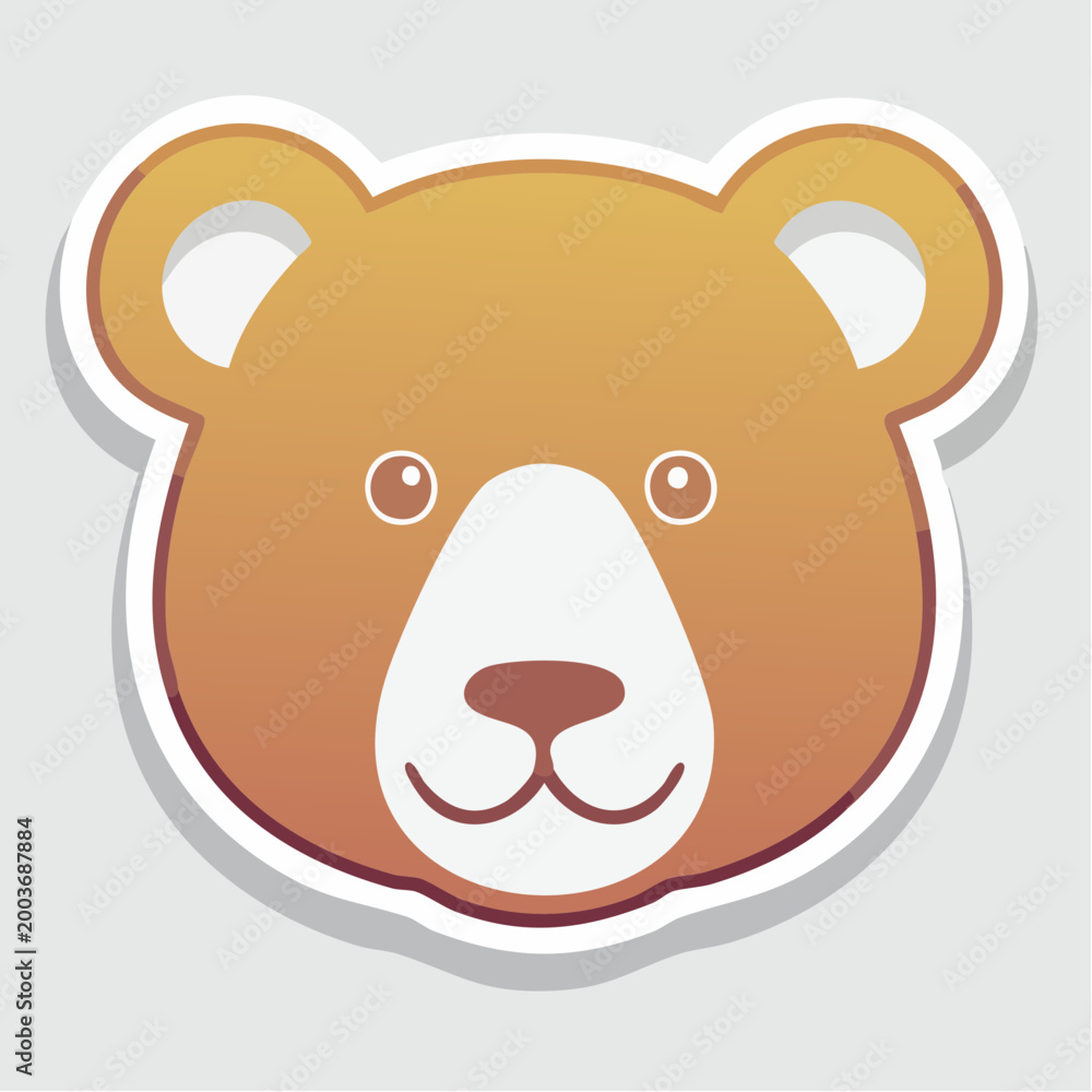 Obraz premium Cute cartoon bear face illustration