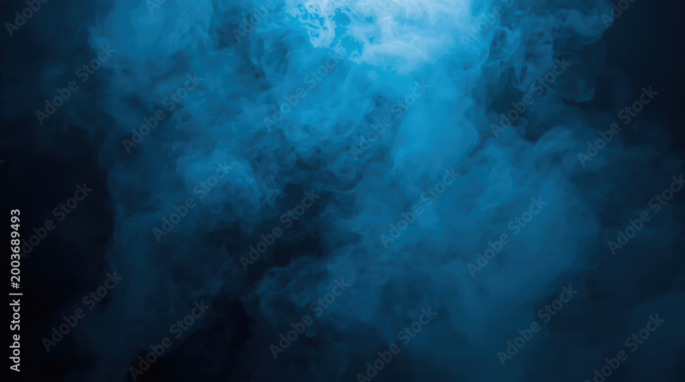 Fototapeta premium Blue smoke cloud with soft light diffusion and subtle fog atmosphere