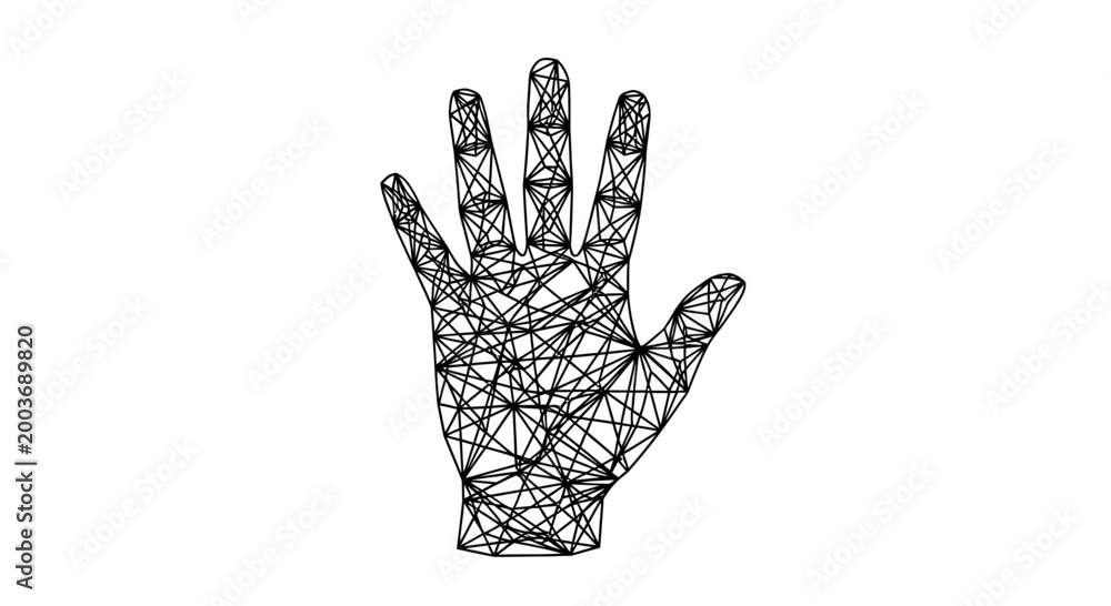 Naklejka premium A black and white line art hand.