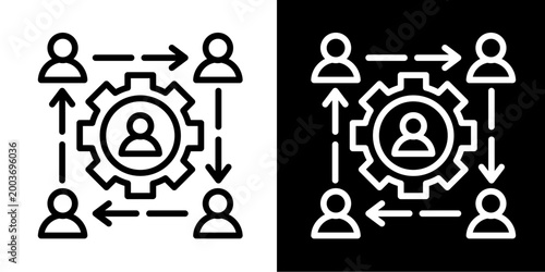 Team Workflow Icon Set White Style Collection