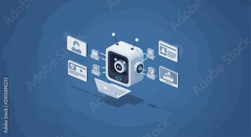 Conceptual illustration of cloud computing and data storage technology.
