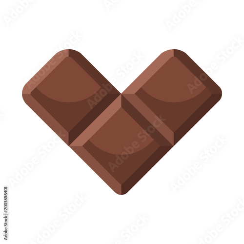 Heart shaped chocolate square isolated