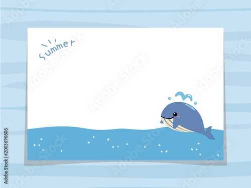 Whale Swimming in the Summer Sea Greeting Card