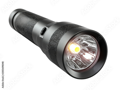Plakat bright flashlight emitting yellow light isolated on transparent background