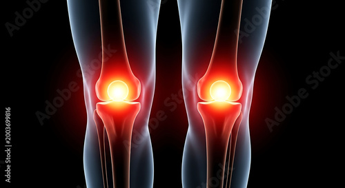Human knee joint pain inflammation anatomy medical concept 3d illustration