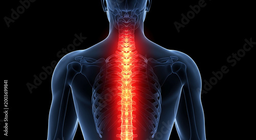 Human spine pain concept back anatomy vertebra inflammation medical illustration