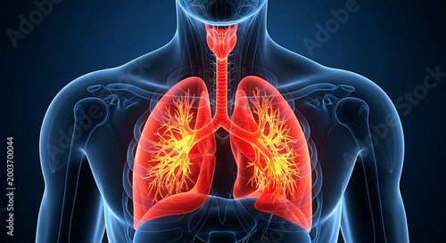 Human lungs anatomy concept respiratory system bronchi medical illustration chest