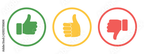 Fotografía Thumb icons featuring like dislike and neutral symbols, clean vector illustratio