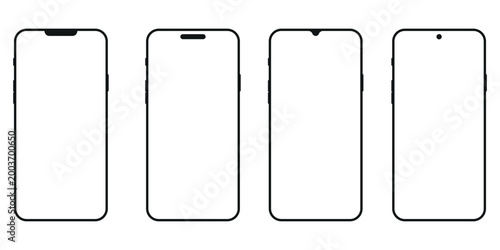 Canvastavla Clean vector smartphone mock ups showcasing different notch and punch hole scree