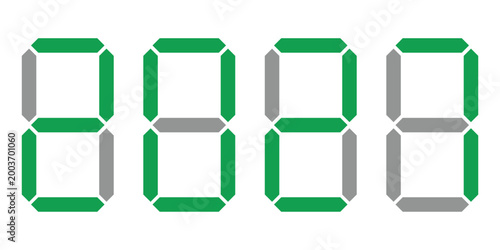 Tableau sur toile Digital green and Gray zero numbers displayed on four seven segment counter illu