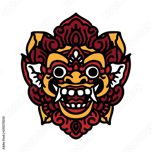 barong illustration vector bali mask creature traditional artwork art