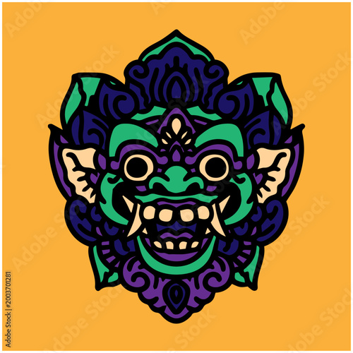 barong illustration vector bali mask creature traditional artwork art