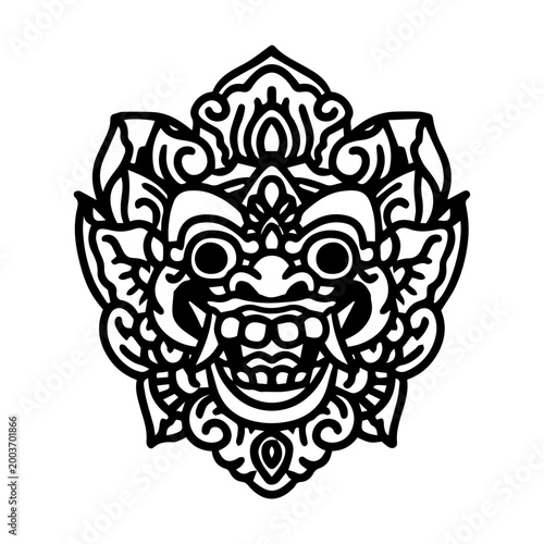 barong illustration vector bali mask creature traditional artwork art