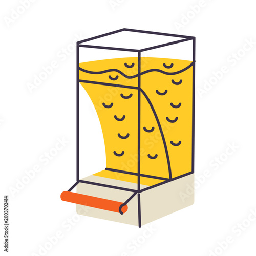 Automatic transparent plastic bird feeder, flat cartoon pet accessory for parrots and home birds. Cage feeding dish and aviary equipment vector illustration, isolated colored clipart