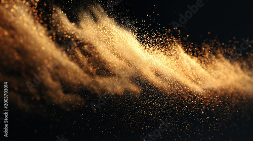 Soft Golden Cosmic Dust Explosion with Elegant Glow on Dark Minimal Background