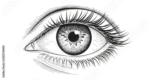 A detailed illustration of a human eye.