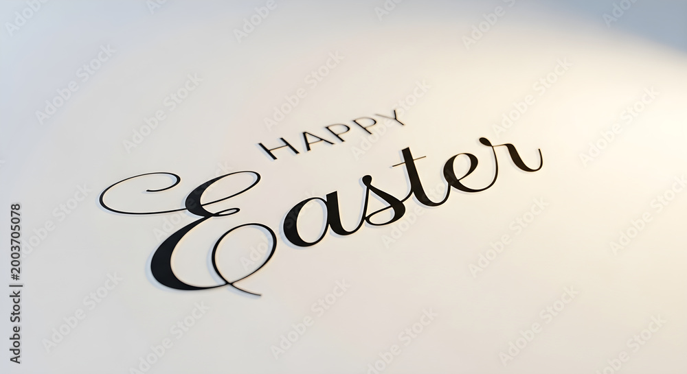 Fototapeta premium Happy Easter text on white background