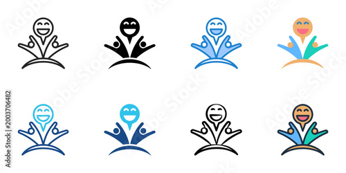 Icebreaker icons set multiple style collection. Editable stroke 
