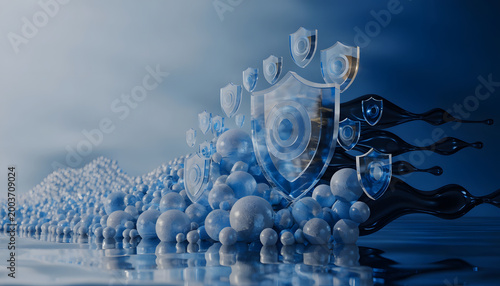 bubbles of data with shield