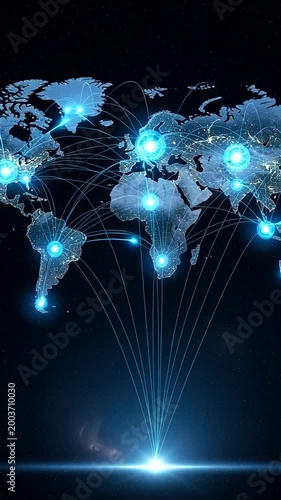 Global Network Connection World Map Data Transfer.