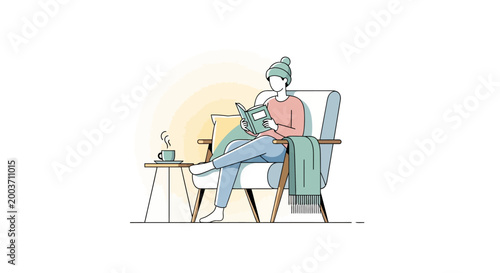 Woman sitting in chair with laptop.