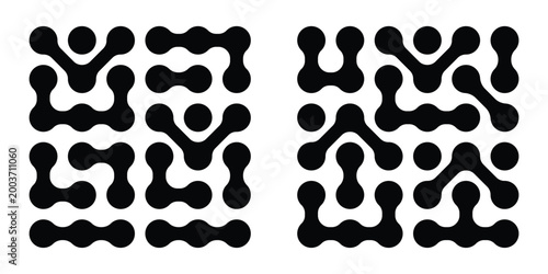 Tableau sur toile Diagonal meta ball connected circles shape