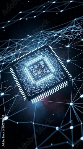 Microchip Processor Circuit Board Technology Concept.