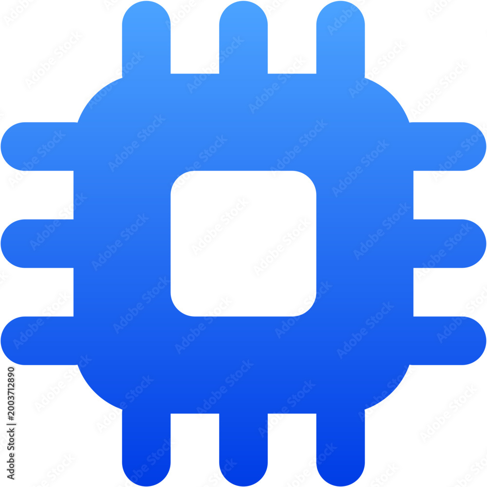 Obraz premium Sleek blue gradient microchip cpu icon for hardware and technology applications