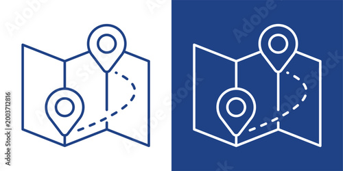 Schilderij op canvas Tracking Blue And White Icon Style Collection