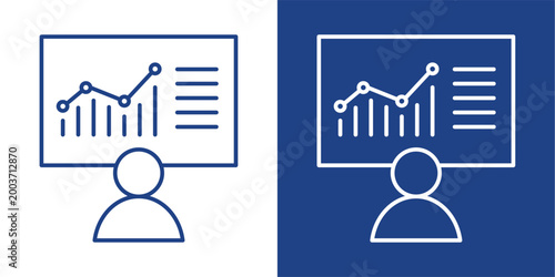 Monitoring Blue And White Icon Style Collection