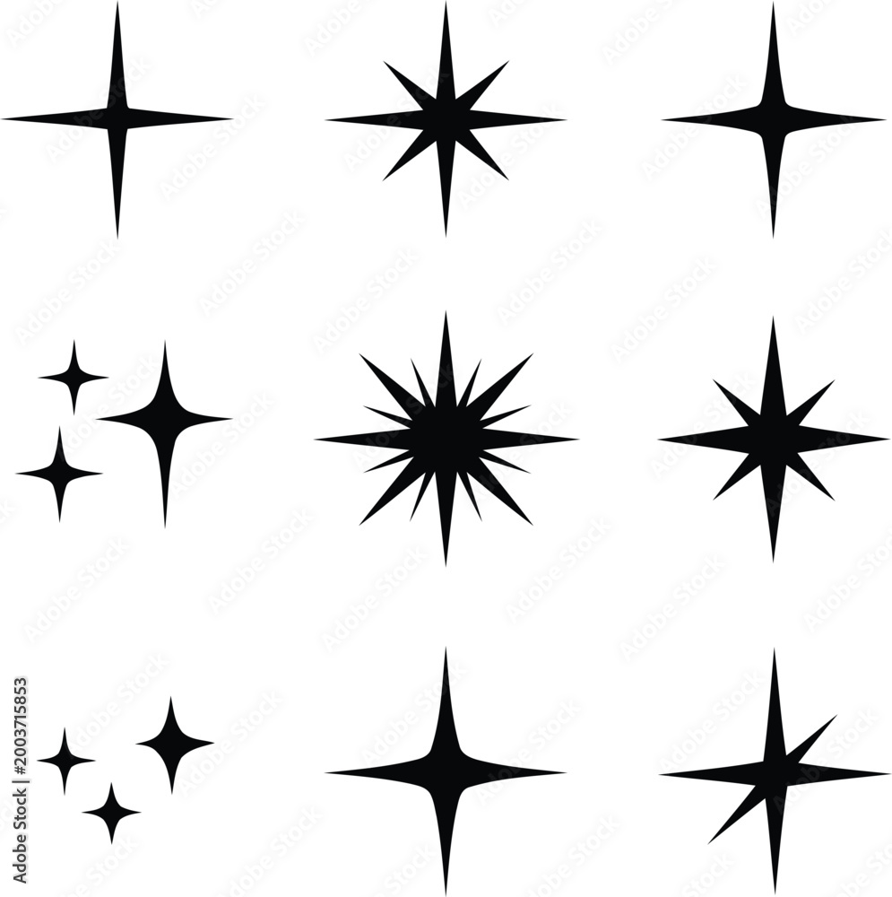 Obraz premium Celestial Sparks — Minimalist Star Vector Set