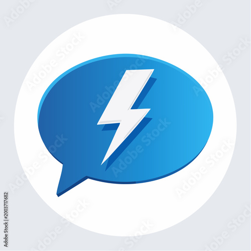 Free Download Blue Speech Bubble with White Lightning Bolt Icon - GFXLoad