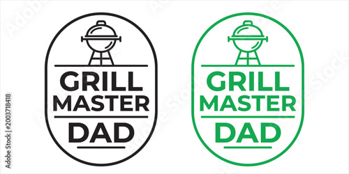 Foto Fathers day grill master dad logo with grill icon