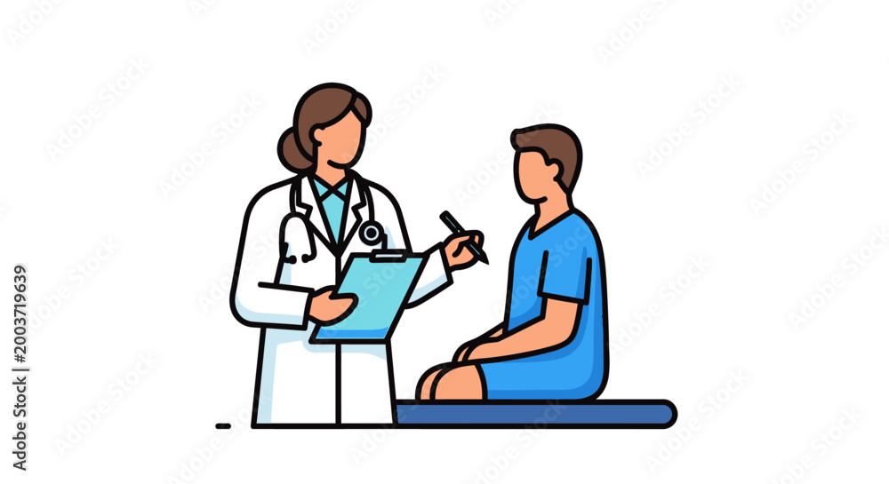 Fototapeta premium Medical professional consulting with patient in modern healthcare setting