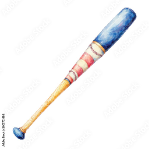 Tableau sur toile Colorful baseball bat with blue handle.
