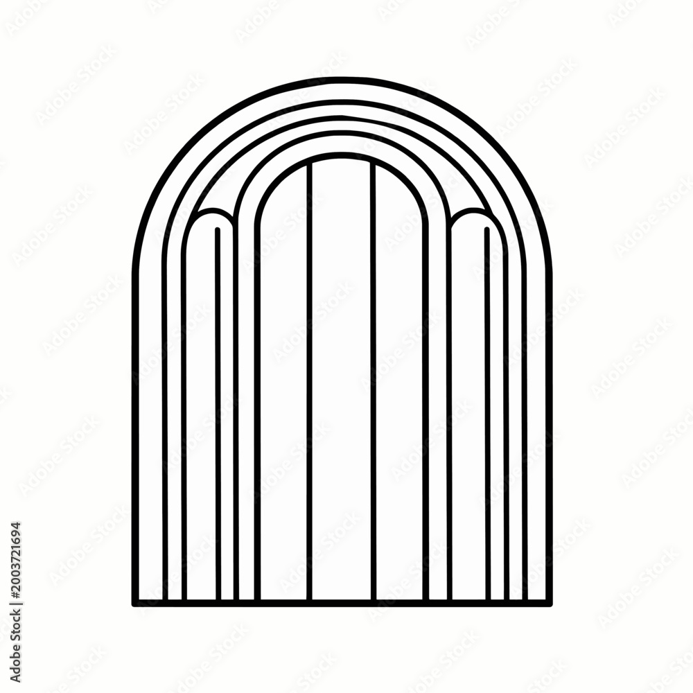 Fototapeta premium Minimalist Segmented Archway Vector Icon: Clean Decorative Rainbow Gate Symbol for Modern Geometric Design