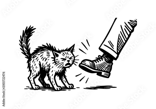 Stray Cat hand drawn simple sketch vector illustration