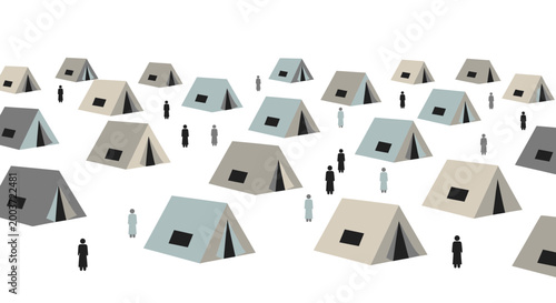 Crowd of Tents and People