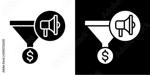 Advertising Campaign Icon Set White Glyph Style Collection