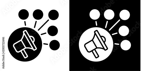 Marketing Network Icon Set White Glyph Style Collection