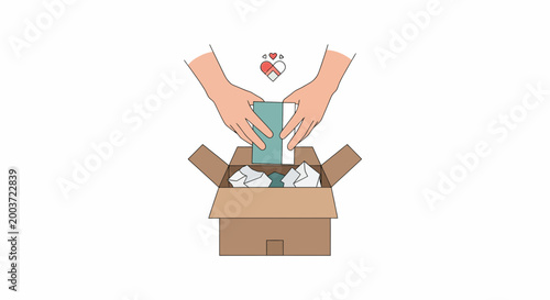 Hands Packing Box with Care