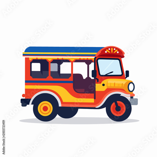 Filipino Jeepney Art Vector Graphic: Cultural Vehicle Illustration of Philippines Travel and Asian Transport Art