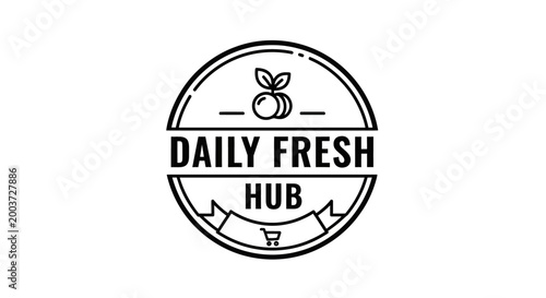 Black and white logo design for a food market or grocery store concept