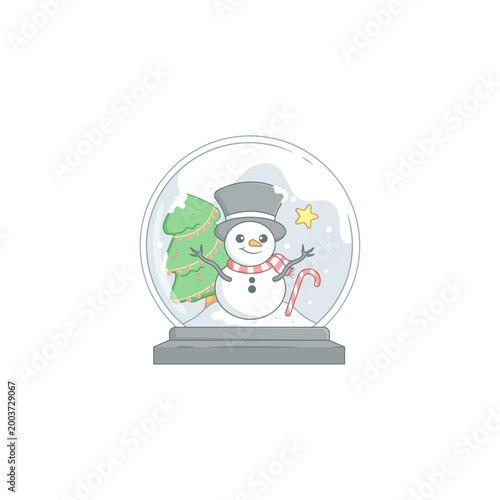 Cute Snowman in a Snow Globe Illustration