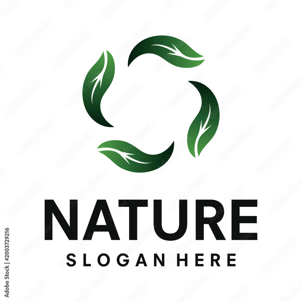 Fototapeta premium green leaves logo vector template illustration