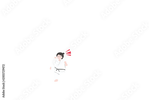 カンフーの練習気で躍動する強い選手