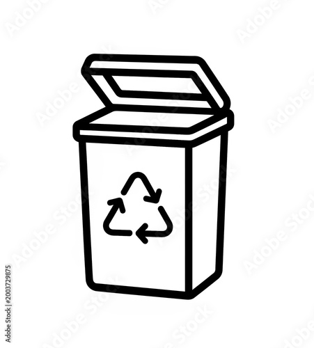 Recycling Bin Line Icon | Waste Management Recycle Container Vector
