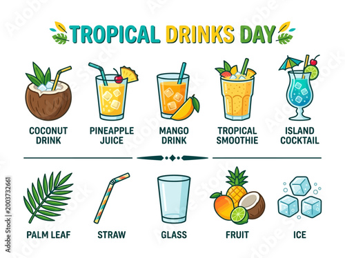 Celebrate Tropical Drinks Day with Refreshing Summer Beverages and Tropical Fruits for a Festive and Fun Occasion