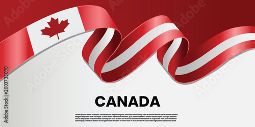 Canada flag waving in the wind: A vibrant flag of Canada billows gracefully, its iconic maple leaf proudly displayed. The rich red and white hues create a symbol of national identity, heritage.