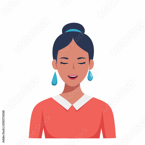 Woman with Closed Eyes and Teardrop Earrings